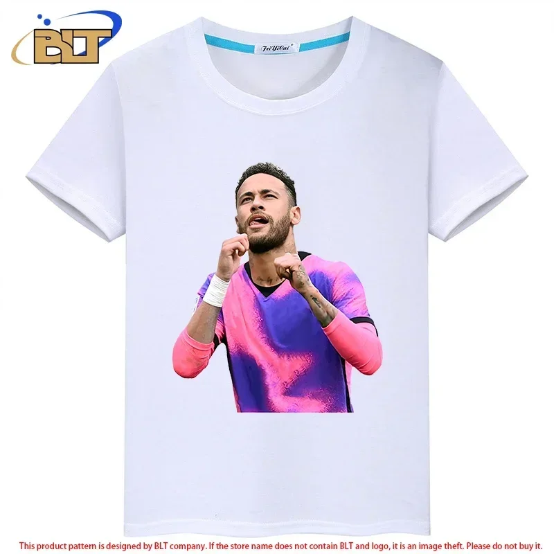 Neymar avatar printed children's clothing summer casual white T-shirt sports short-sleeved boys and girls universal