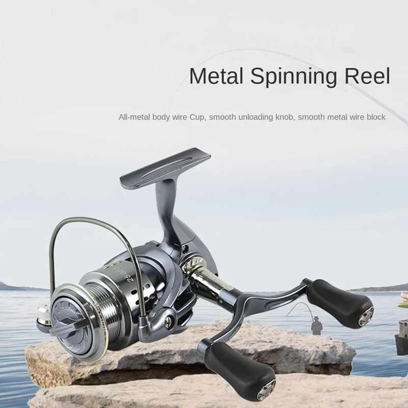 Reel Fishing 1500S 5.2:1 Spinning Reel Double Handle Grip Fishing Gear Fishing Reel