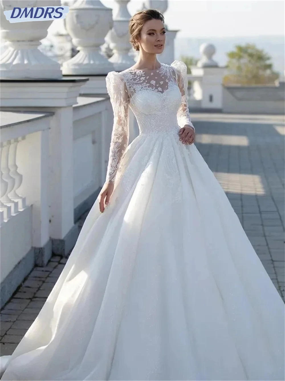 Simple Long Sleeve Bride Gown 2026 Charming Satin Wedding Dress For Women Graceful A-Line Bride Dresses Vestidos De Novia