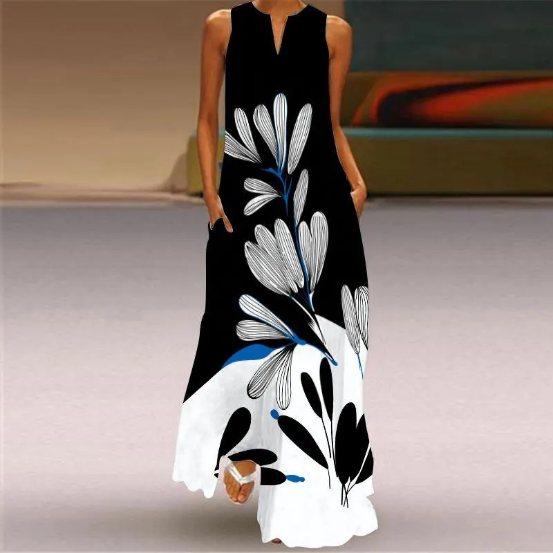 

Spring Summer 2024 New Fashion Daily Dress Party Casual Elegant Sleeveless Dress City Street Flower Print Women's Office Dress