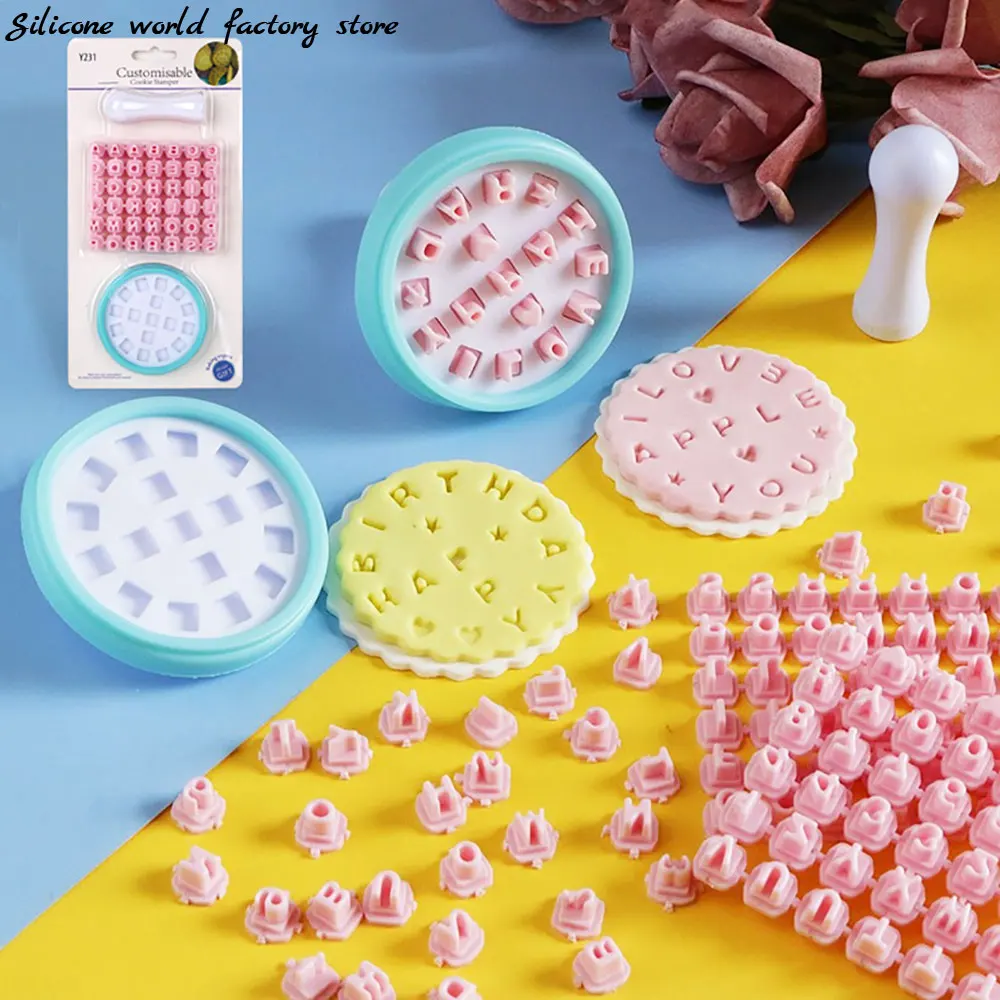 Silicone World Number Letters Cookie Stamp Mold Fondant Cutter Cookie DIY Tool Cake Decorating Tools Pastry Baking Mould Set