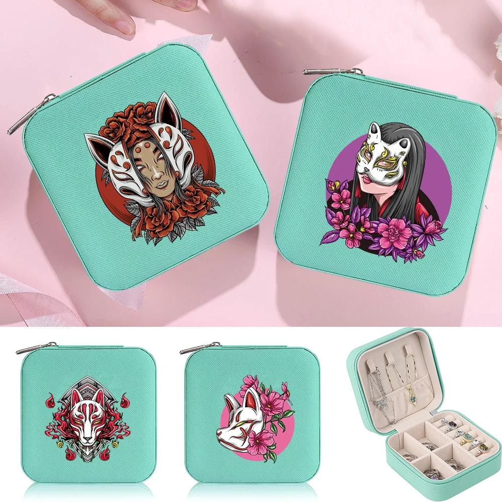 

Jewelry Box Travel Fashion Portable Women Zipper Organizer Mask Printing Series Bracelet Earrings Storage Pack Desktop