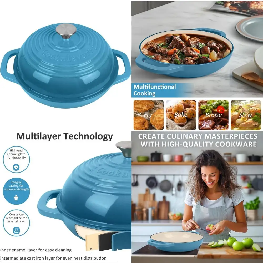 

Non-Stick 2-Quart Oval Dutch Oven for Bread Baking - Perfect for Sourdough, Loaves, and More