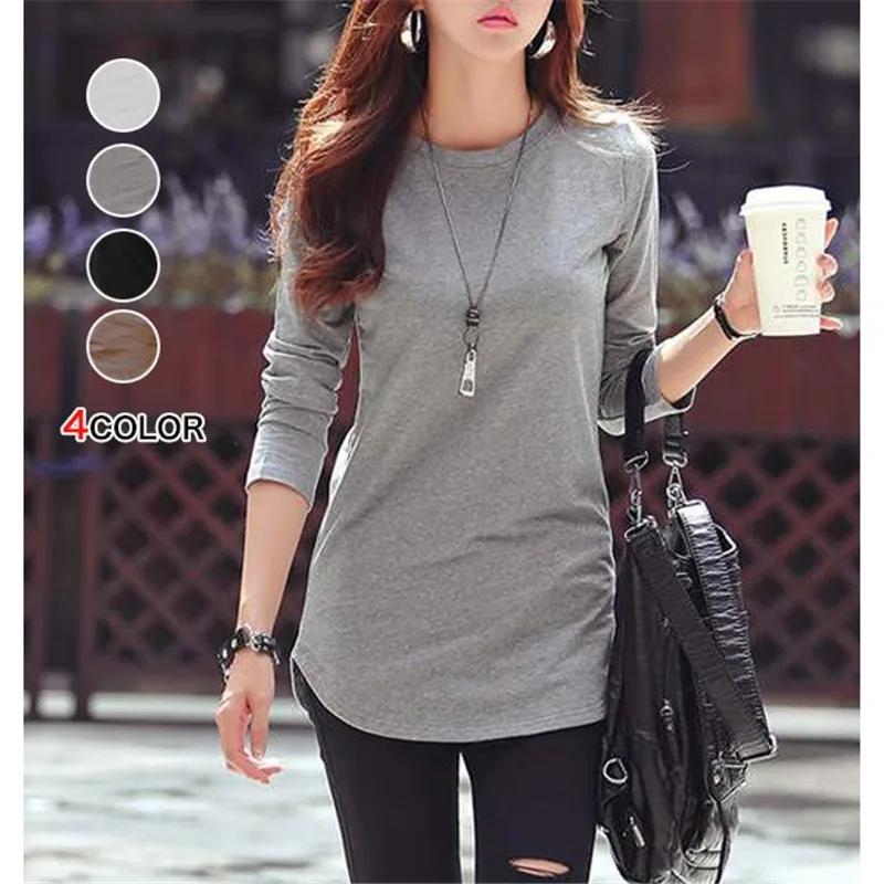 

Spring/Autumn 2024 Women's Solid Color Round Neck Long Sleeve Knit T-Shirt - Slim Fit Base Layer Top