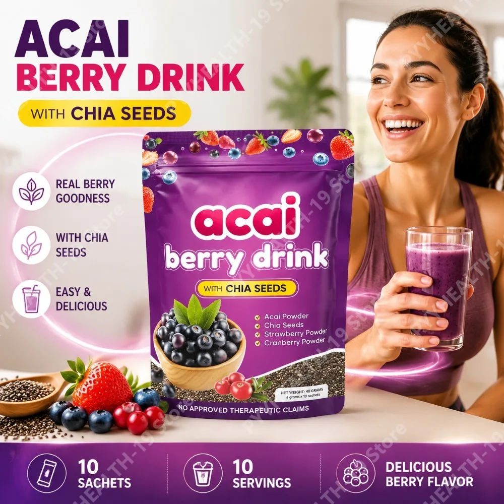 Acai Acai Berry Drink Powder with Chia Seeds Strawberry Cranberry For Antioxidant Daily Wellness & Immune System Support Adult 40g - Aliexpress Deal