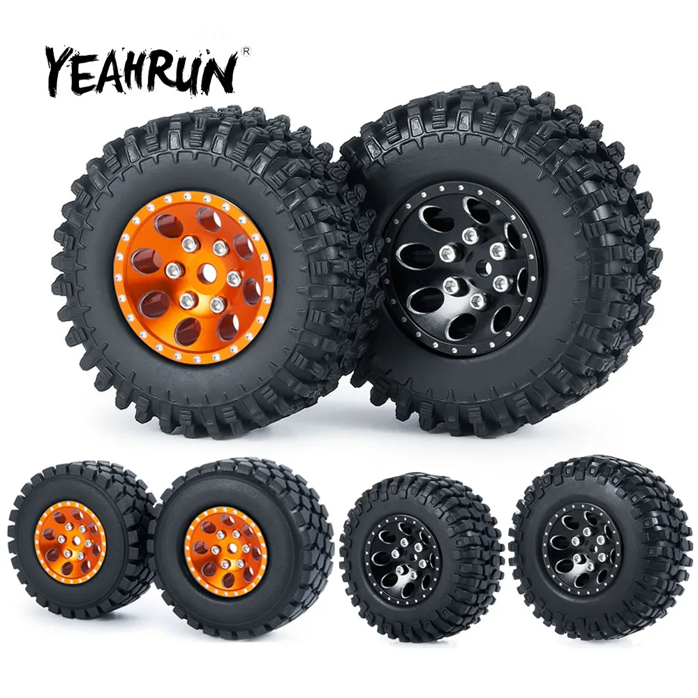 

YEAHRUN 4 шт. Металл 1,0 ''Beadlock Колесные диски набор шин для Axial SCX24 90081 Deadbolt C10 Wrangler Гладиатор Бронко 1/24 Радиоуправляемый автомобиль