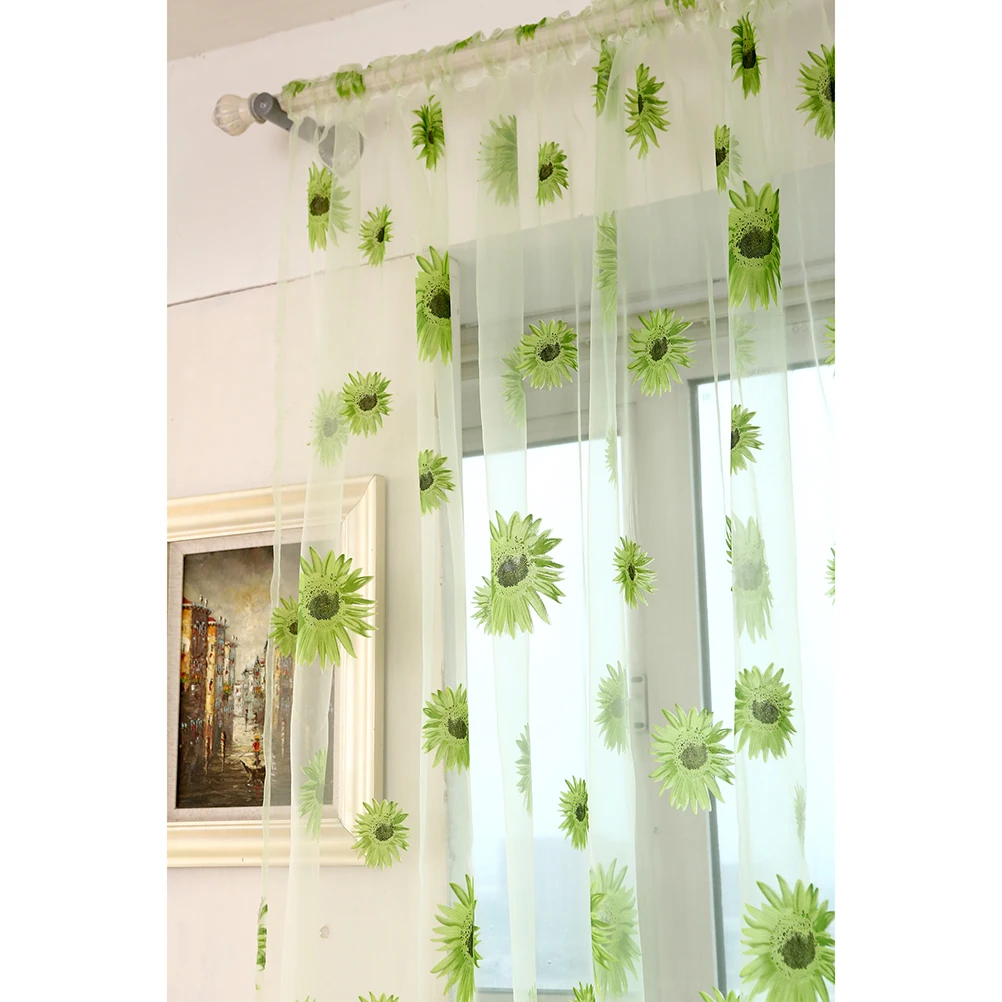 

Sunflower Curtains Living Room Decor Yellow Bedroom with Sunflowers Sheer Window