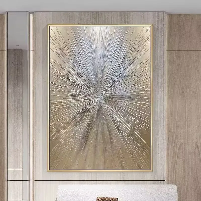 Golden Lines Decoration Painting, Abstract Texture Hanging Painting, Modern Sofa Background Wall Decoration, Living Room Bedroom