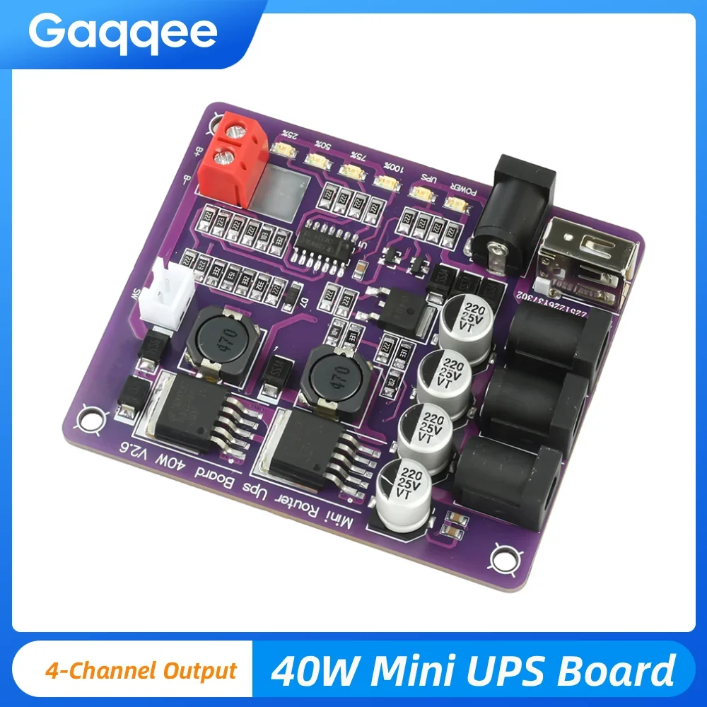 

Новая плата мини-ИБП 40 Вт с 4-канальным выходом для роутера, модуль бесперебойного питания с защитой от короткого замыкания/перенапряжения, модель 2026 года