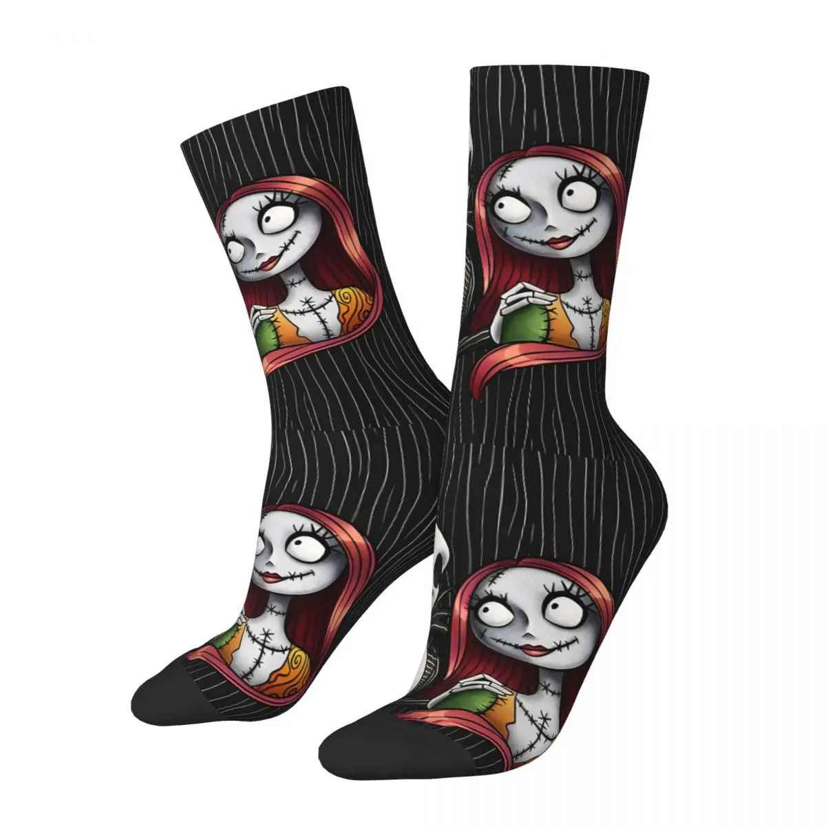 

Autumn Winter Harajuku Men's Women's Stay By My Side Socks The Nightmare Before Christmas Sweat Absorbing Middle Tube Socks
