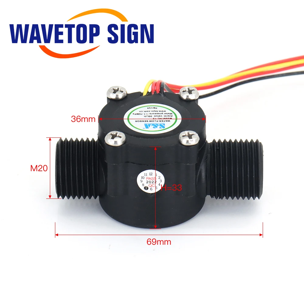 WaveTopSign S & A sensore flussostato acqua HL-12 per refrigeratore d'acqua S & A per macchina per incisione e taglio Laser CO2