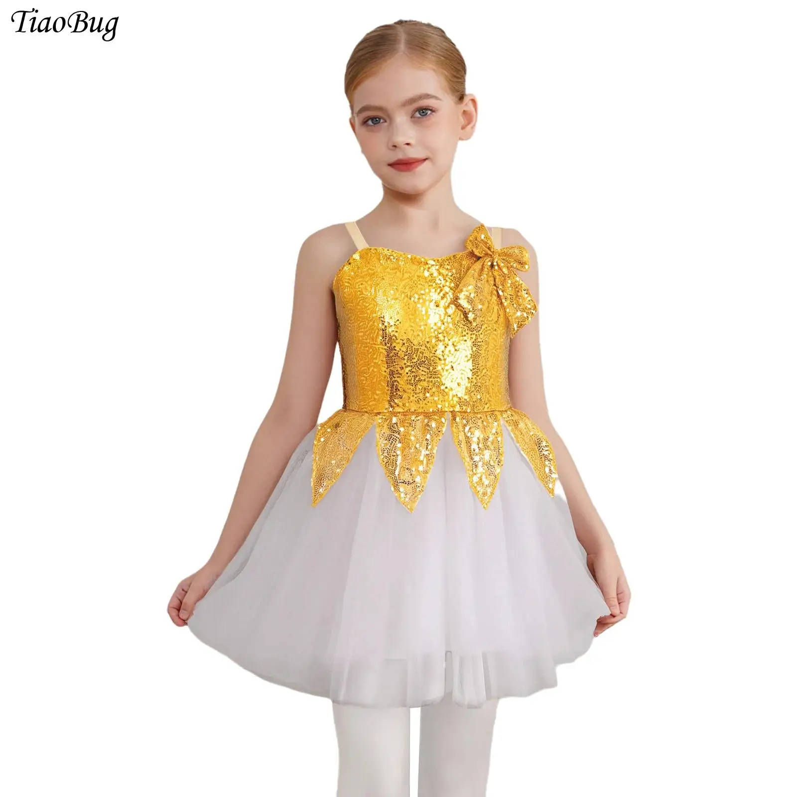 

Girls Sequin Ballet Tutu Dress Gymnastic Leotard Angel Princess Puffy Tulle Dress Ball Party Gown Halloween Fairy-tale Dress Up