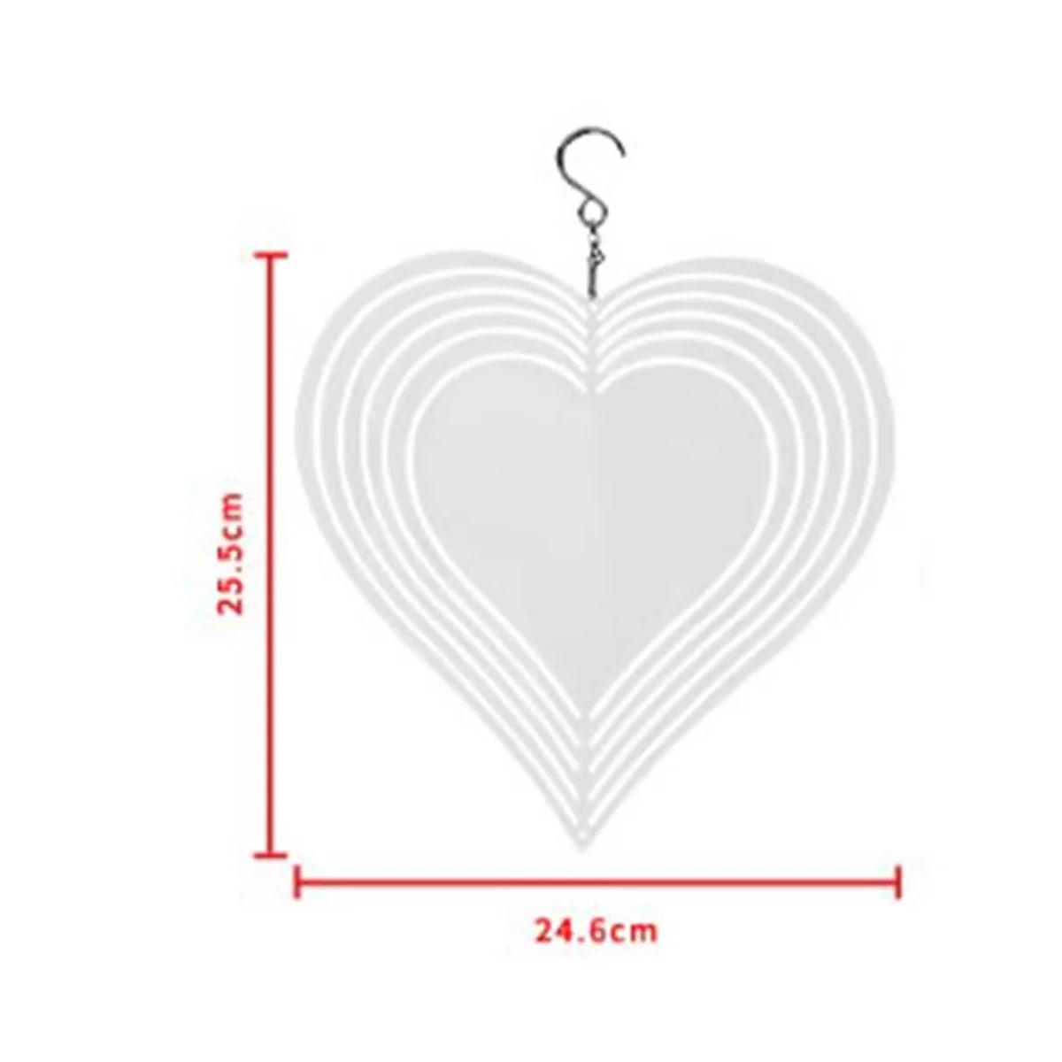 Heart Shape Dimensional Rotating Wind Chime Garden Decoration Sublimation Blank Double-Sided DIY Print Wind Chime