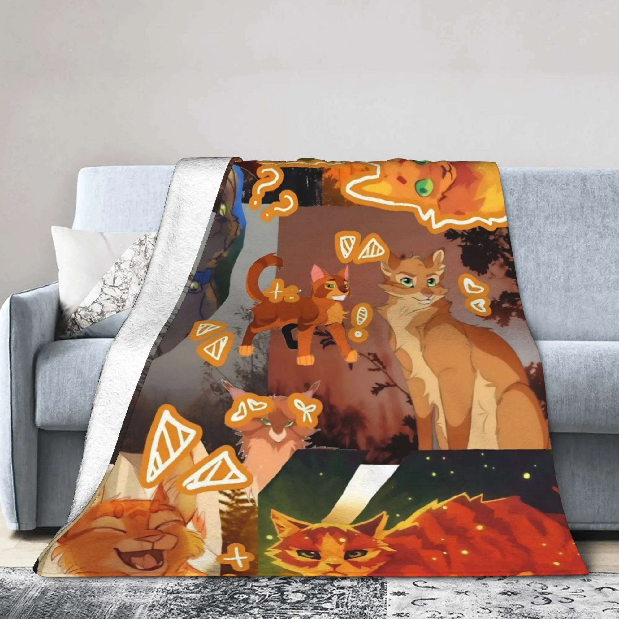 Warriors Fireheart Rusty Cats Flannel Blanket Cartoon Funny Bedding Throw Blanket for Bedspread Warm Travel Multifunction