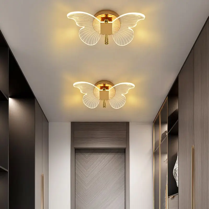 Indoor Golden Butterfly LED Pendant Lights Hanging Lamps for Kitchen Dinning Bedroom Chandelier Lighting Fixtures Home AC85-265V