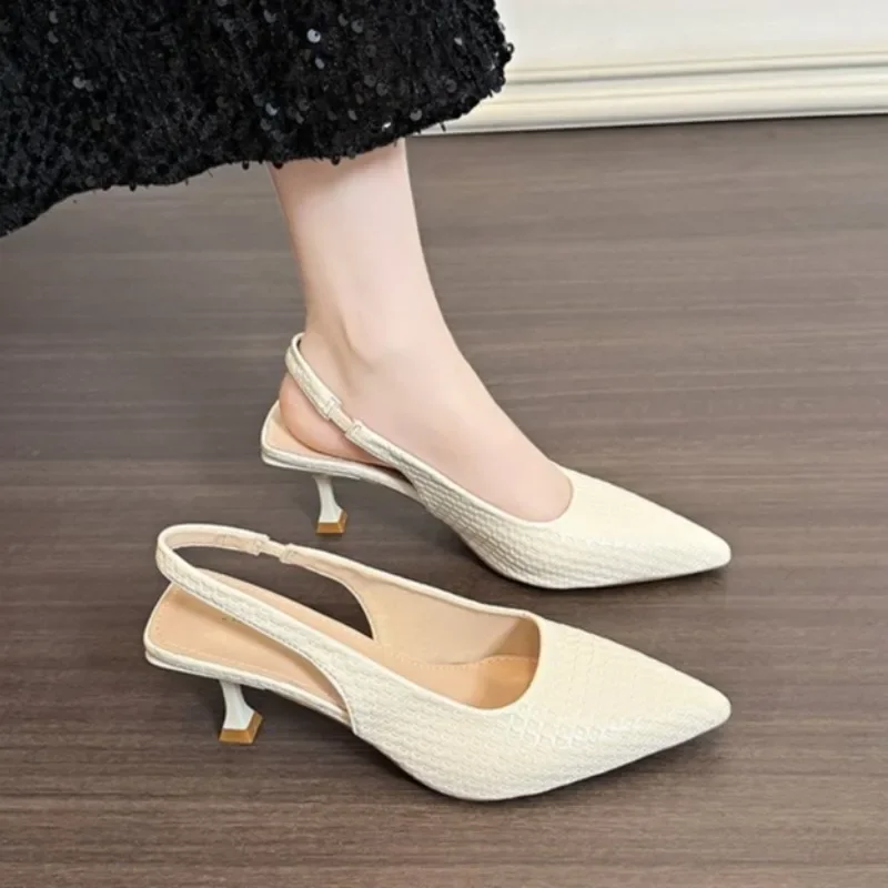 Fashion Female Shoes 2026 New Women's Pumps Solid Color Simple Shoes Sexy Pointed Toe Slingback Elegant Dress Shoes