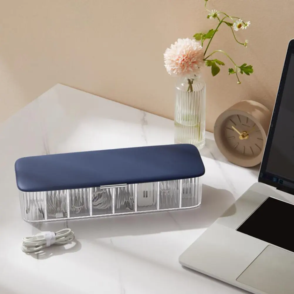 

Multi- Cable Storage Box Dustproof Transparent Desktop Cable Organizer Box Cord Storage Holder Wire Management