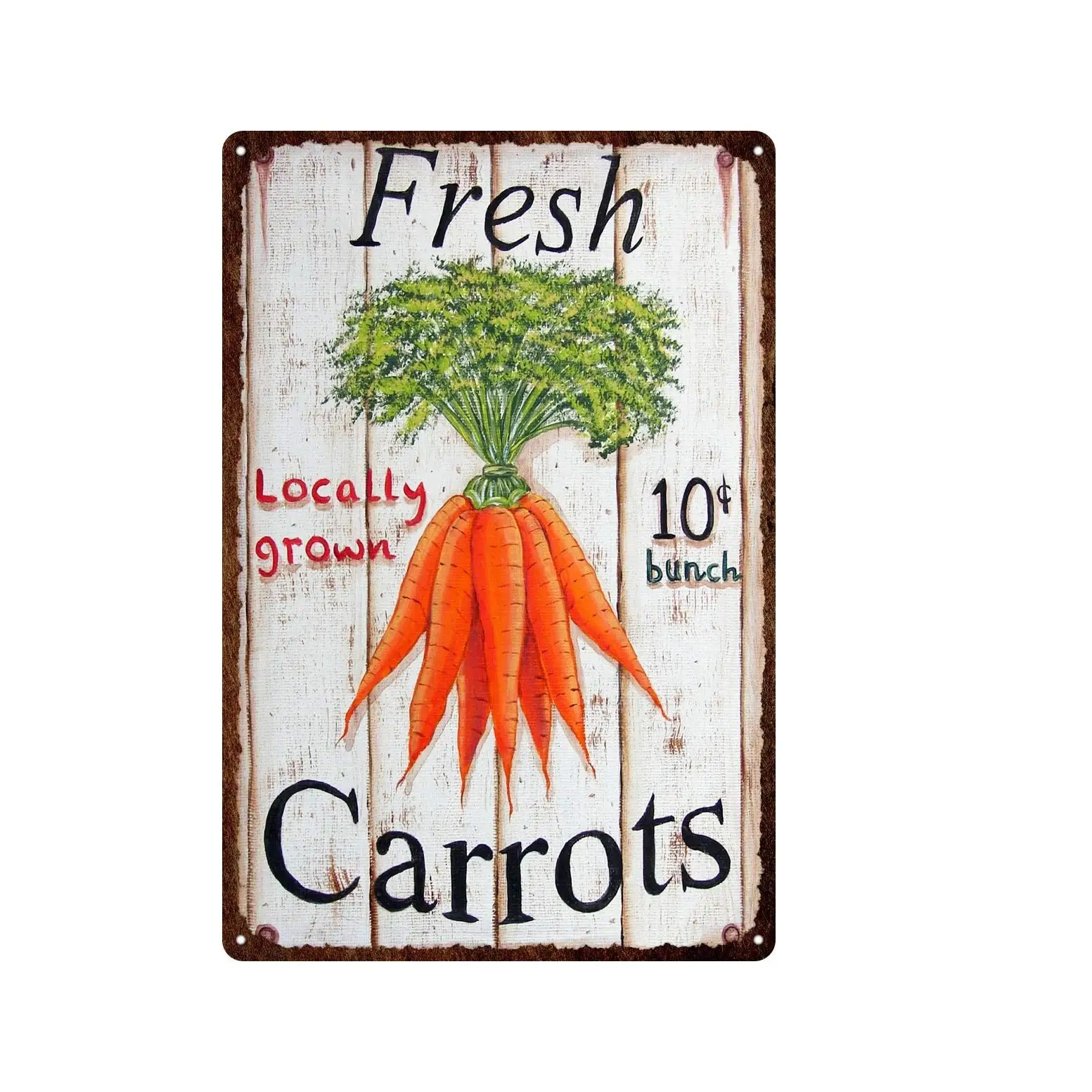 Fresh Locally Grown Carrots Vegetables Bunch Rustic Metal Plate Tin Sign Vintage Retro Man Cave Bar Garden Wall Decor 12