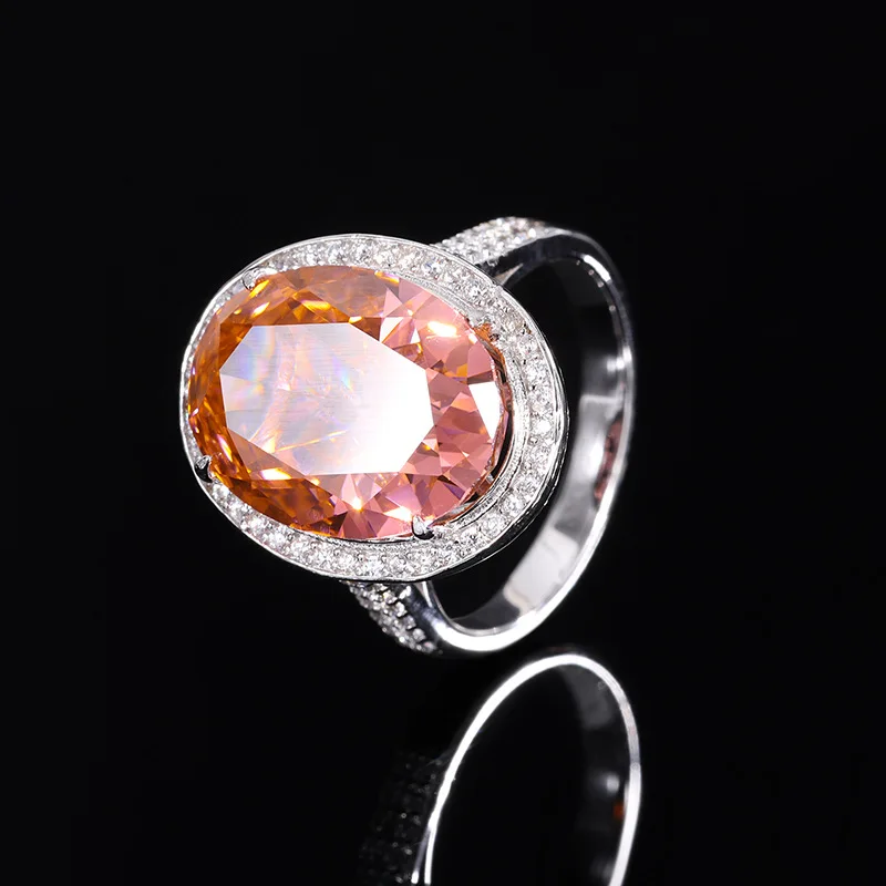 New jewelry with a copper base plated in platinum, high-end version, elegant and luxurious dove egg ring 12*16