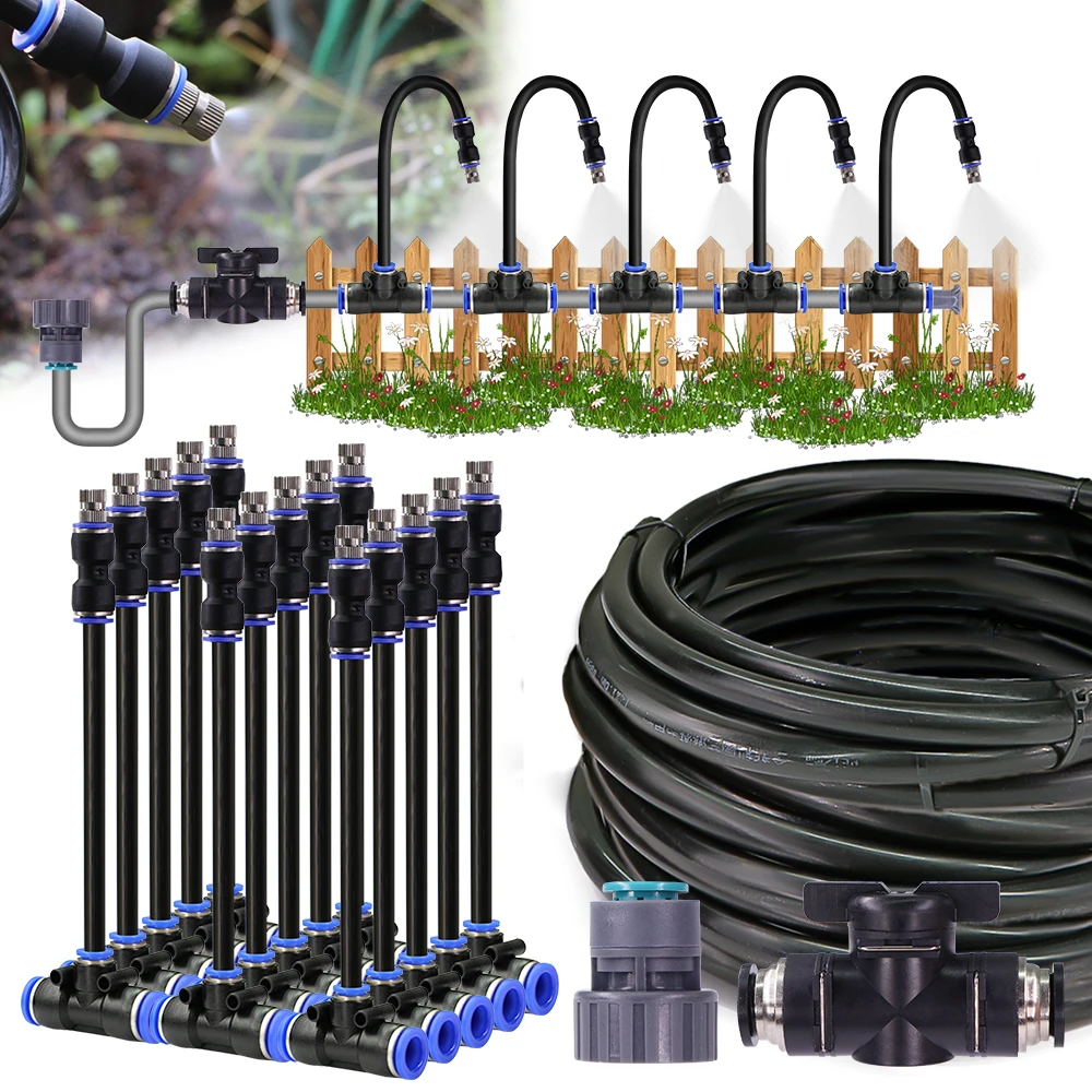 

20-5m 0.6mm 360° Free-bend Nozzle Misting Cooling System 3/8" 9/12mm PE Hose Fine Atomizer Sprayers Garden Irrigation Watering
