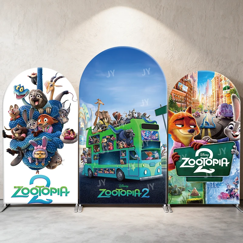 

Zootopia 2 All Characters Arch Backdrop Cover Kids Party Decor Photo Booth Background Supplies