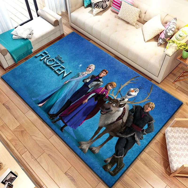 Frozen Rugs Fashion 3D Printing Anime Elsa Carpets Cartoon Living Room Bedroom Large Area Soft Home Children\'s Room Floor Carpet