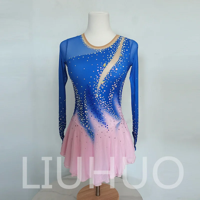 

LIUHUO Ice Figure Skating Dress Girls Women Teens Stretchy Spandex Gradient Competition Wholesale