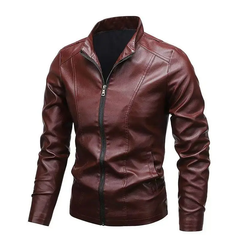 

European and American Autumn Winter New Men's Korean Style Trendy Handsome Versatile Leather Coat