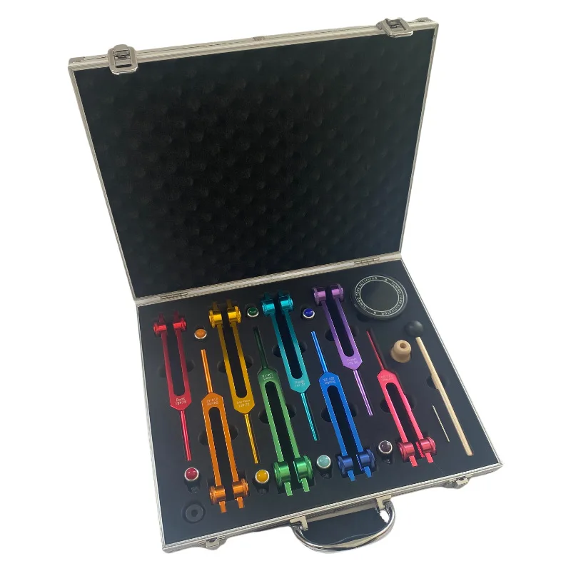 

Colorful Chakra Tuning Fork Set Meditation Sound Healing Tuning Fork Diapason Medical Forks Aluminum Alloy Percussion Instrument