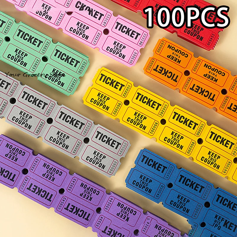 100 Pcs Raffle Tickets For Classroom Lottery Roll Of Single Paper Labels Drink Events Raffle Tickets Celebration Event Tickets