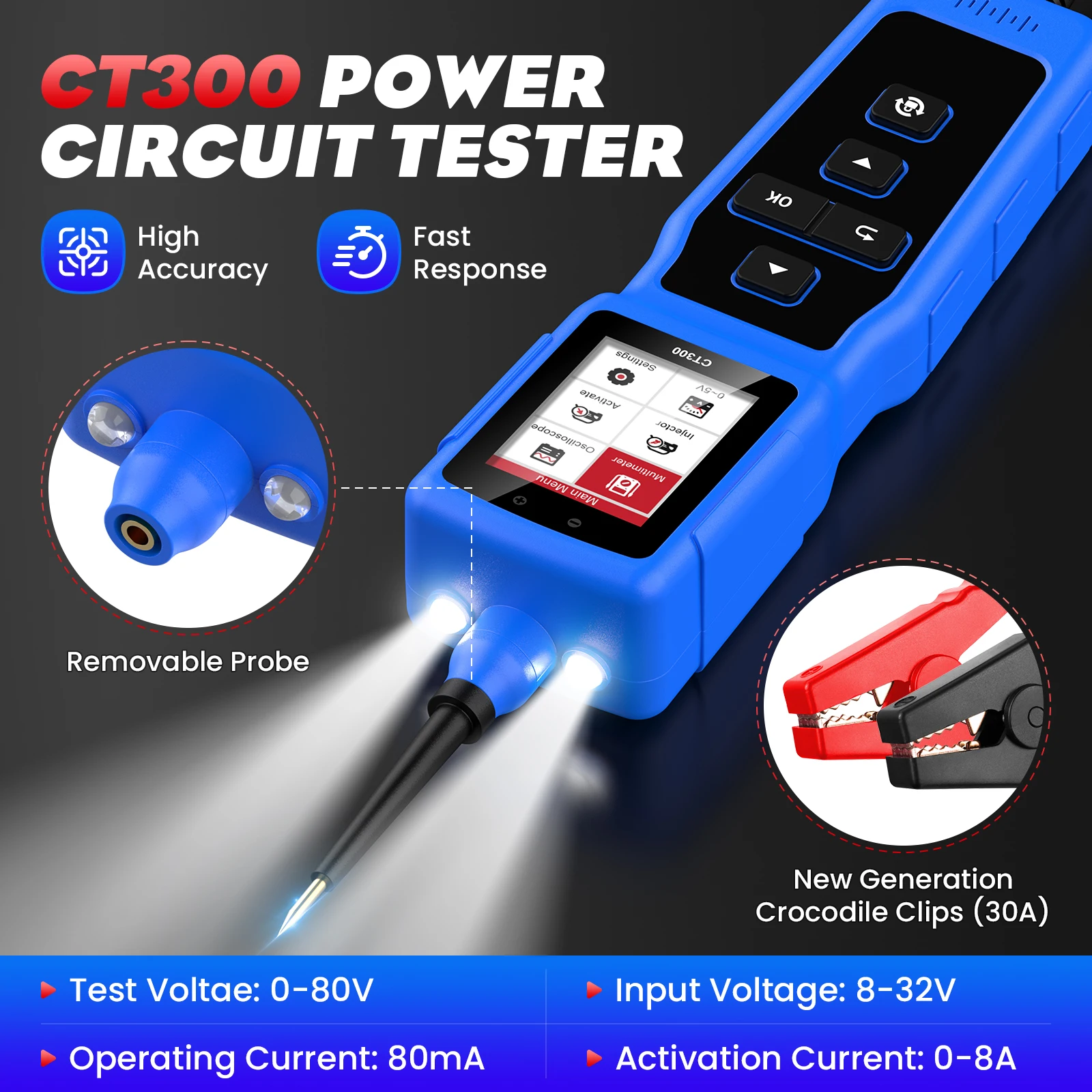 Car Power Circuit Probe Tester 12V 24V Automotive Digital Voltage Tester Short&Open Finder Diagnostic for Car Truck Repair