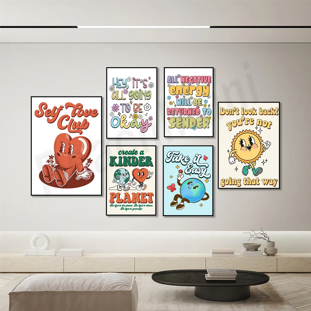 Hey the sun keeps shining art cute self love poster lucky irish vibes vintage grow through what you've been through groovy poste