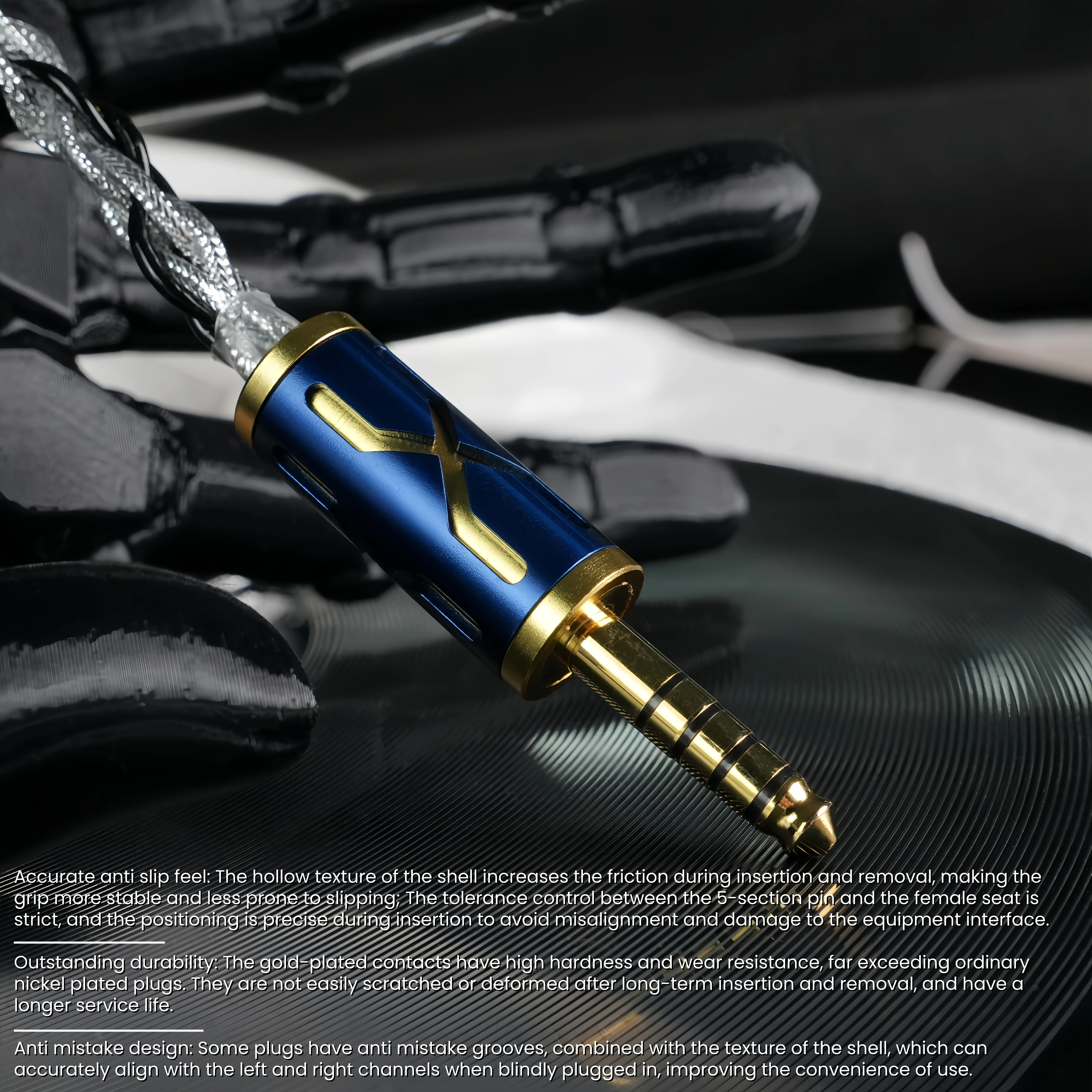 ZiSin-303 IEM-Kabel Kopfhörer-Upgrade-Kabel 6,35/4,4/3,5/2,5 mm MMCX 0,78 für Bravery F1 AKG MK4 IEM – Detail 4