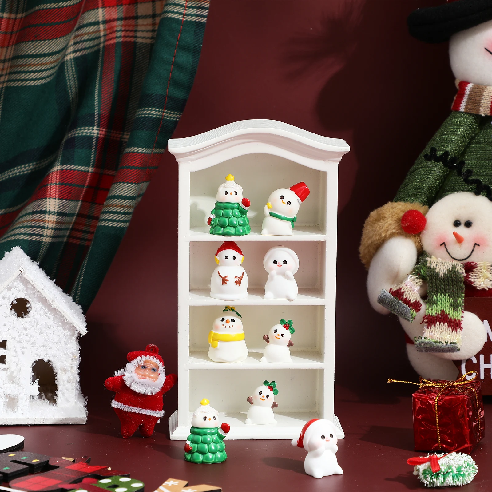 

36Pcs Christmas Miniature Resin Snowmen Santa Figures Tiny Ornaments for Tabletop Bookshelf Mini Creative Landscape Holiday