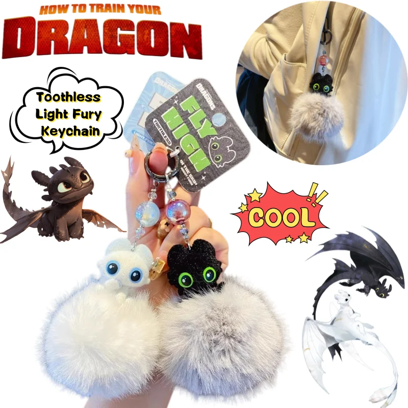 

New How to Train Your Dragon Toothless Light Fury Keychain Creative High-Value Anime Cartoon Doll Model Couple Car Bag Pendant