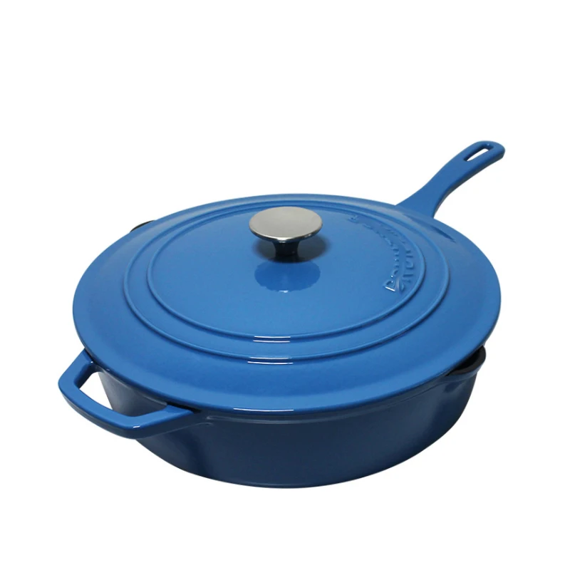 

30cm Enameled Cast Iron Pan with Handle Multi-functional Cookware for 2-5people