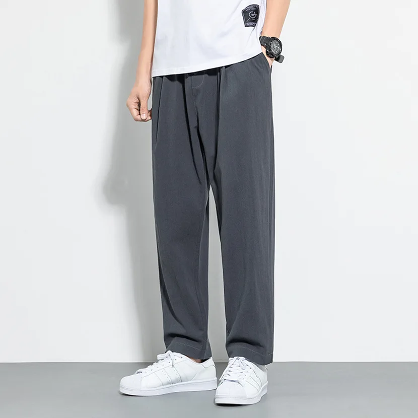 

Men's Summer Lightweight Breathable Linen Casual Pants Straight Leg Loose Sports Thin Cotton Linen Long Trousers