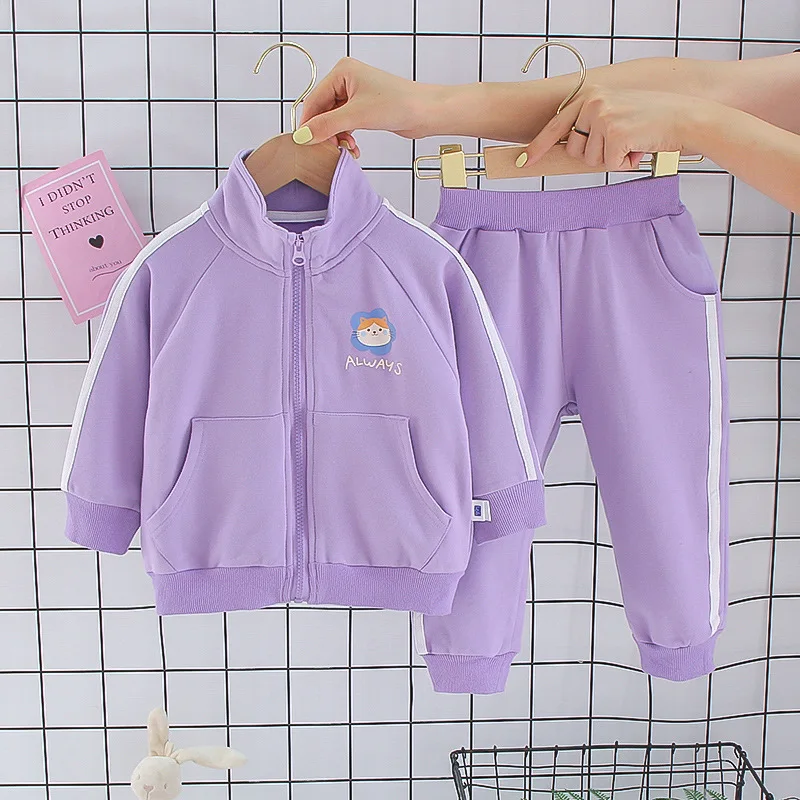 

1-7Year Girl Clothes Sport Suit Casual Kid Outfit Fall Long Sleeve Zipper Sweatshirt Pant 2Pcs Set Baby Boy Tracksuit Child A517