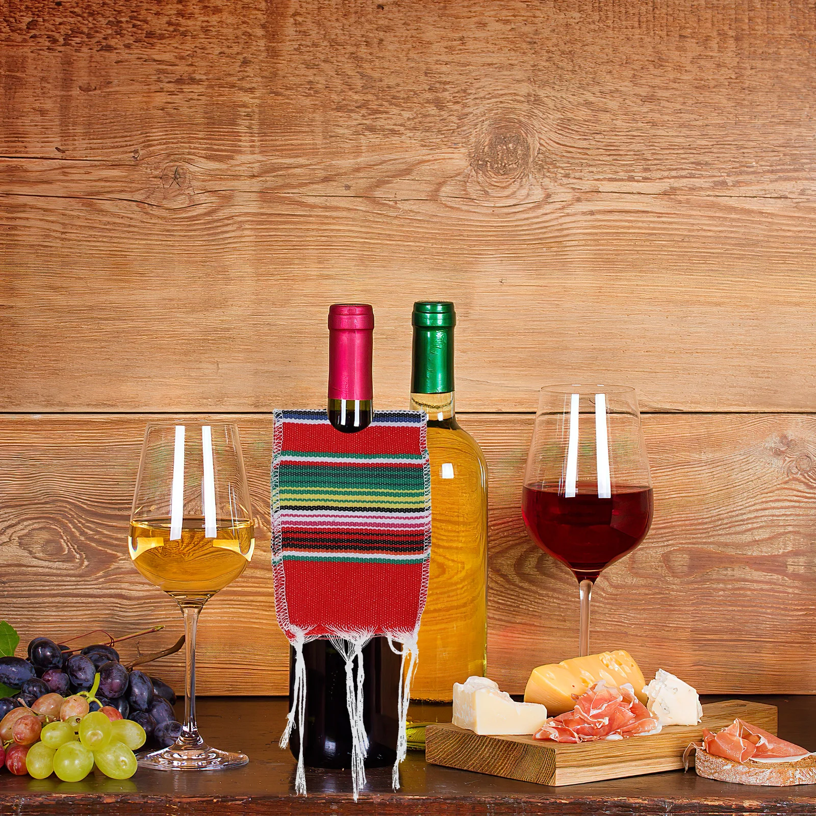 

4pcs Wine Bottle Decoration Covers Beer Poncho Mini Serapes Cotton Mexican Party Cinco De Mayo Dad Graduation Daily Gathering
