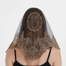 Bufanda de encaje Triangular bordada para mujer, Mantilla de encaje, velo Católico