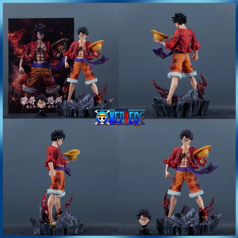 New 24cm Anime One Piece Tenki Luffy Overlord Color GK Handmade Model Statue Toy Gift Ornament Trendy Toy Collection