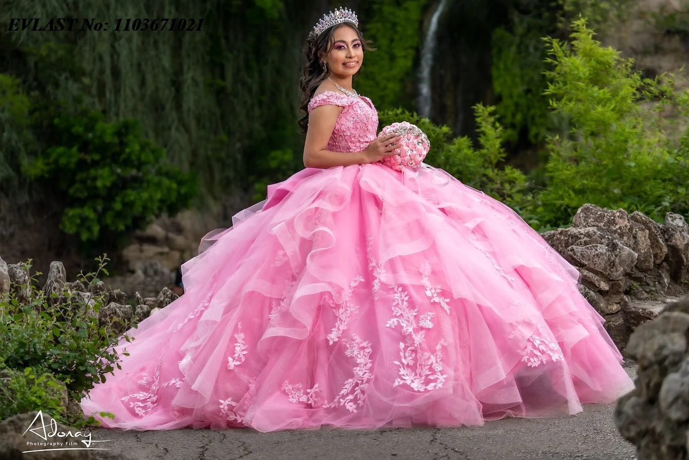 EVLAST Sparkly Light Pink Quinceanera Dress Ball Gown Lace Applique Beaded Tiered Ruffles Corset Sweet 16 Vestidos De Anos SQ373