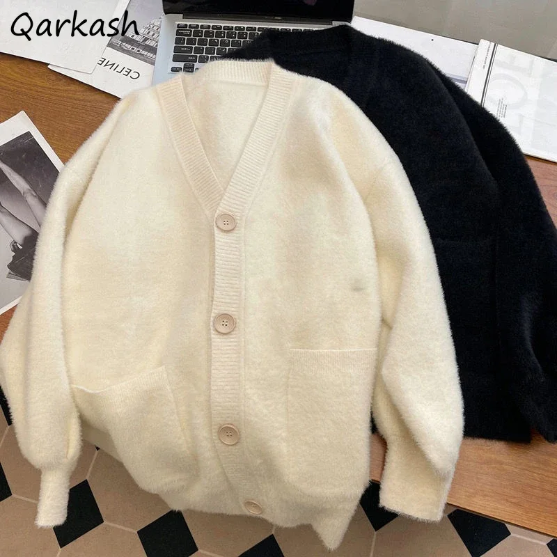 Cardigans Women Autumn Aesthetic Outwear Korean Style All-match Knitted Thicken Keep Warm Outwear Japanese Students Clothing