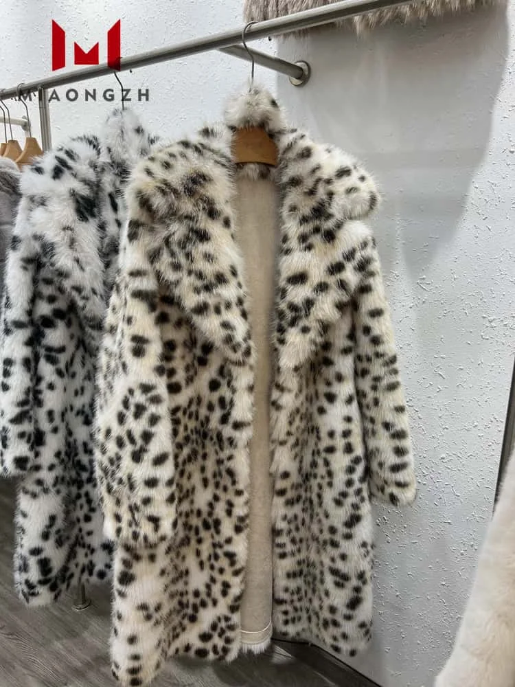 Vintage Luxury Leopard Faux Fur Long Coats For Women Loose Long Sleeve 2025 Winter Fashion Casual Thicken Female Elegant Outwear