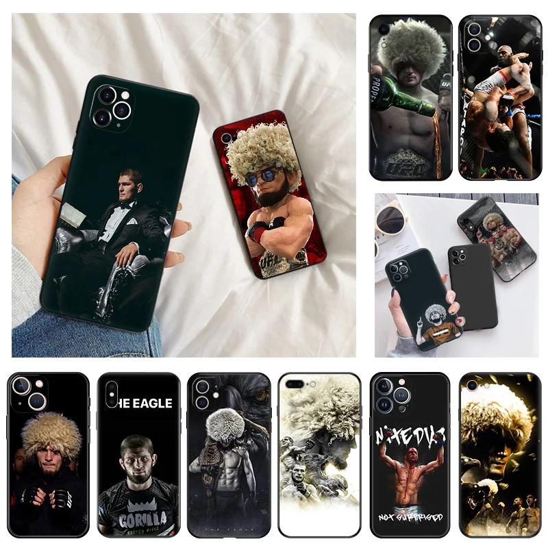 Phone Case for Apple iphone 16 Pro 15 12 11 13 Mini 14 Plus SE XR X XS Max kHabib Nurmagomedov Soft Black Anti-Drop Cover