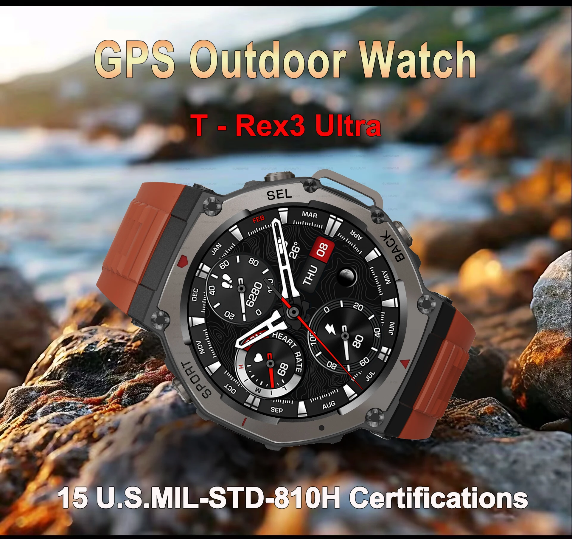 

2025 Новый военный GPS-компас, спортивные умные часы на открытом воздухе, HD AMOLED-экран, Bluetooth-вызов, IP69/5ATM, водонепроницаемый мужской умный браслет