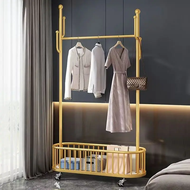 Clothes Rack Simple Clothes Hanger Floor Coat Rack Bedroom Multi-functional Household Mobile Hat Bag Rack Drying Rack