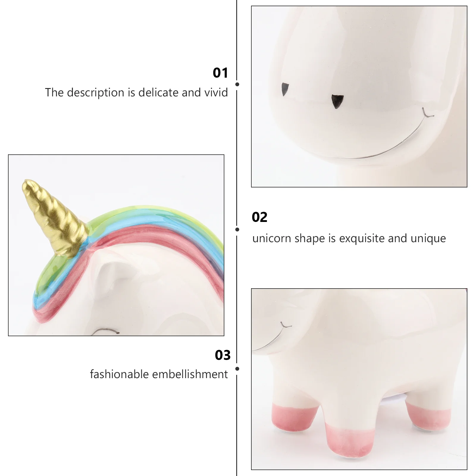 

Unicorn Saving Pot Ceramic Money Pot Home Adornment Cute Cartoon Design Ceramic Saving Jar Household Piggy Bank