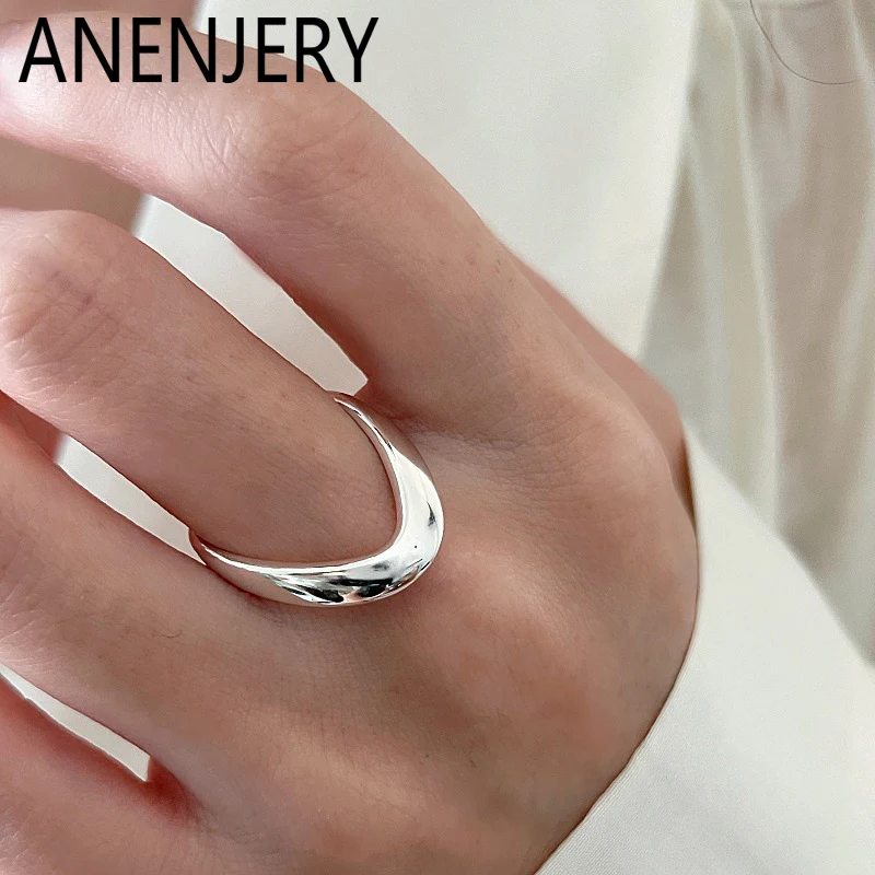 ANENJERY Unregelmäßige Geometrie V-form Offenen Ring Für Frauen Männer Temperament Einfache Kühlen Wind Vielseitig Schmuck Geschenke Großhandel