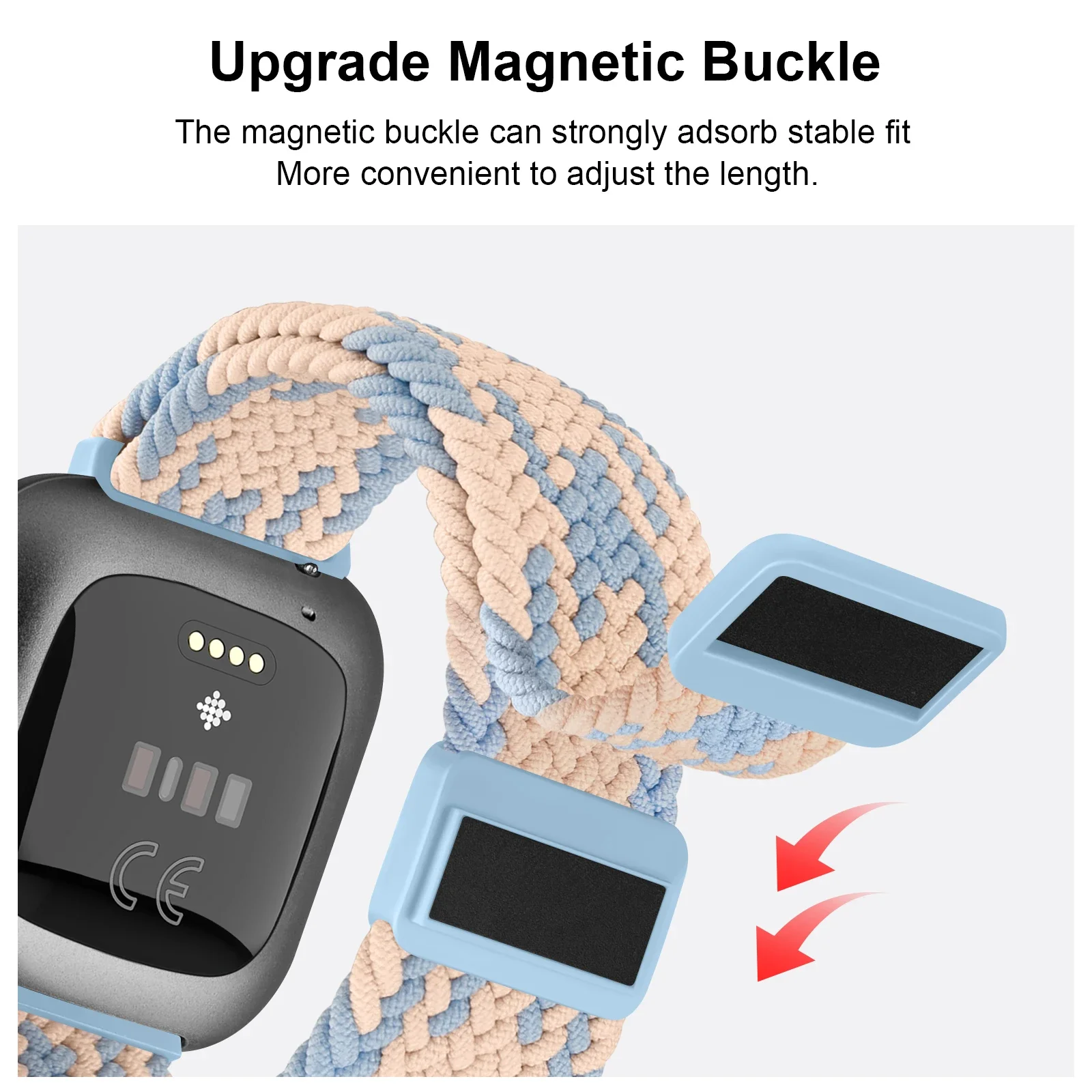 Braided loop Magnetic Buckle Strap For Fitbit Versa/Versa 2 Band  Adjustable Watchband Bracelet for Fitbit Versa Lite Wristband